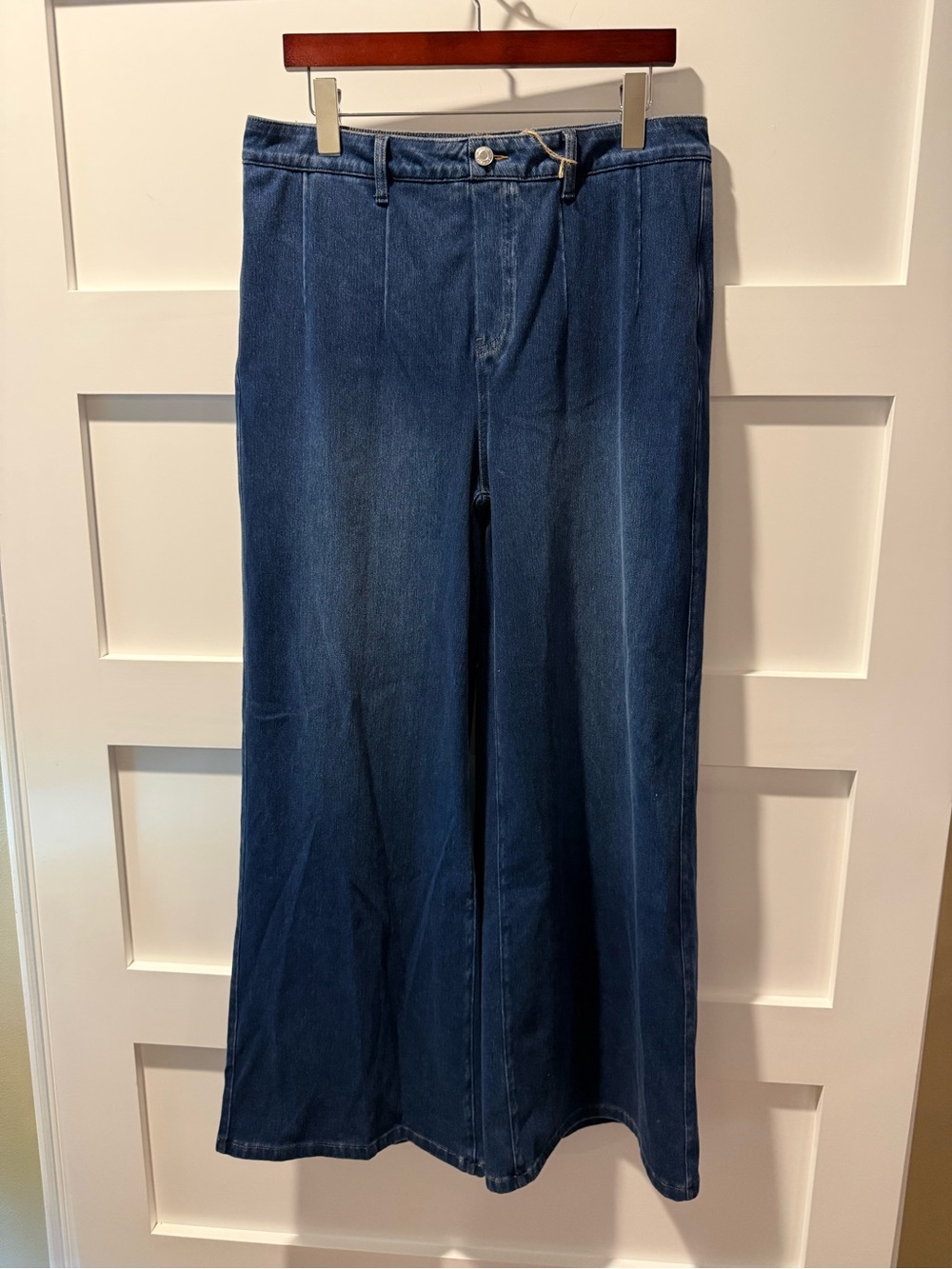 Wide Leg Dark Blue Denim Pants